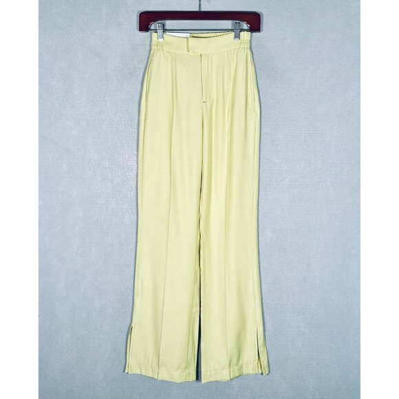 Bershka Pants Womens S Yellow Stretch Wide Leg Feminine Career Colorful NWT - Picture 1 of 14